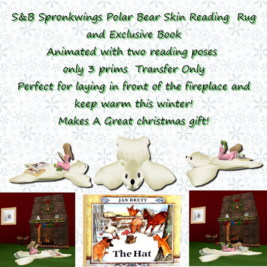 [S] Polar Bear Plush Rug Gift Set