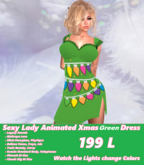 Sexy Lady Animated Xmas Lights Dress Green