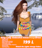 Sexy Lady Animated Xmas Lights Dress Orange