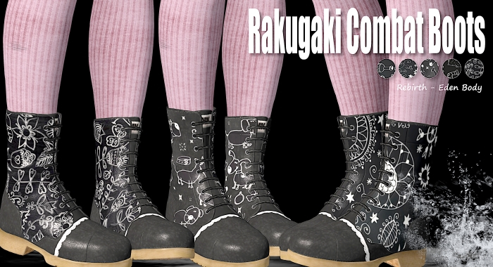 :KOYUKI: Rebirth - Rakugaki Combat Boots - BLK