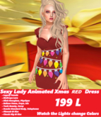 Sexy Lady Animated Xmas Lights Dress Red