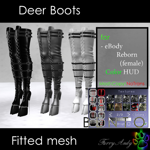 Second Life Marketplace - DEMO - Furry Andy - Deer Boots for eBody Reborn