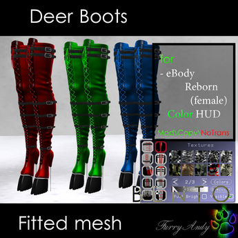 Second Life Marketplace - DEMO - Furry Andy - Deer Boots for eBody Reborn