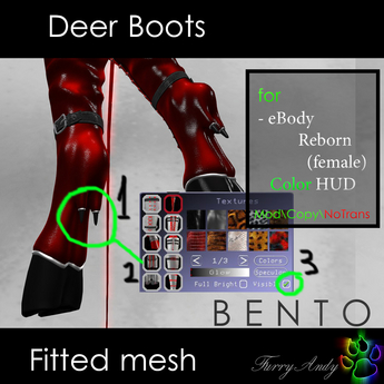 Second Life Marketplace - DEMO - Furry Andy - Deer Boots for eBody Reborn