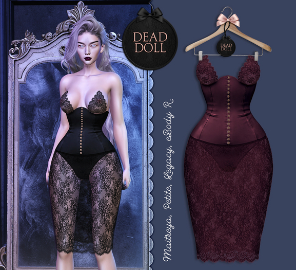 DEAD DOLL - Lenora Dress - DarkRed