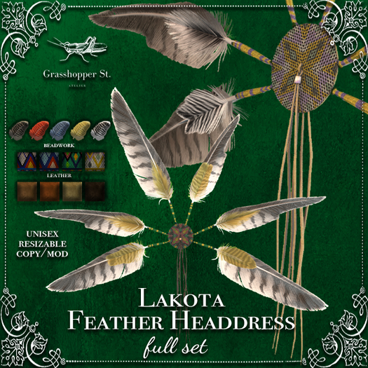 Second Life Marketplace - Grasshopper St Lakota Feather Headdress ...