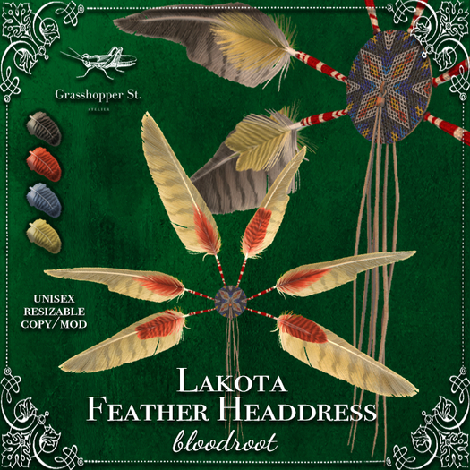 Second Life Marketplace - Grasshopper St Lakota Feather Headdress ...
