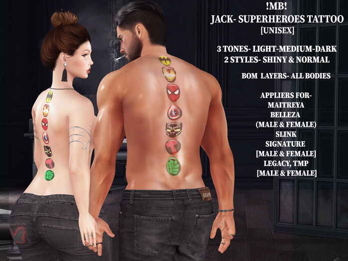 !MB! JACK- SUPERHEROES TATTOO- UNISEX