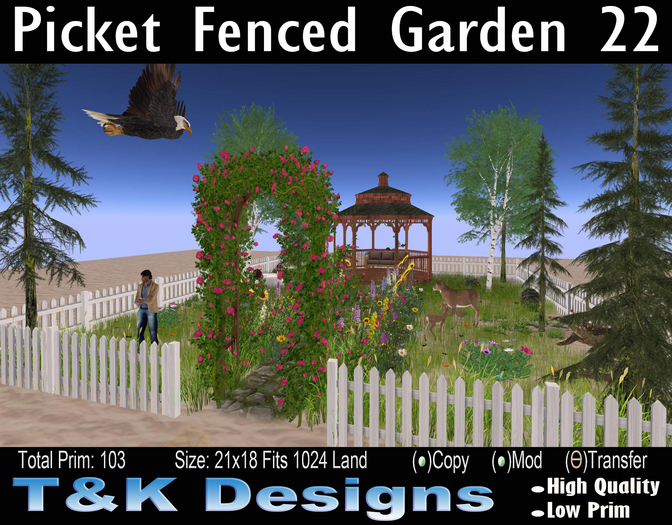 Garden Picket Fenced v22p Mesh(21x18)103PCM1899 T&K Designs
