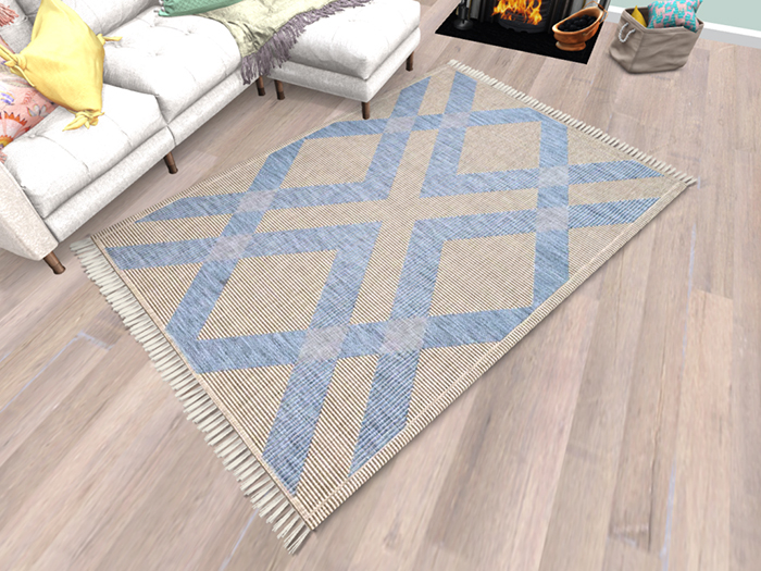 Tassle Geometric Blue Tan Area Rug #4 
