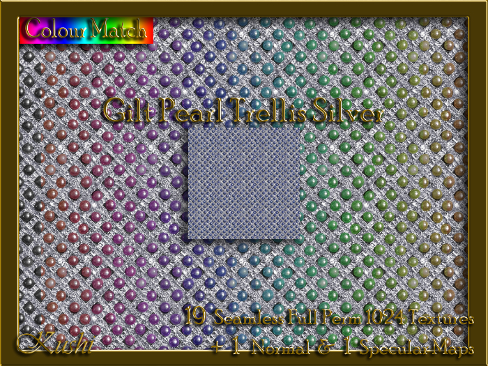 Gilt Pearl Trellis Silver Seamless Texture Set