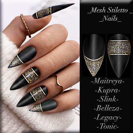 -C.EnTeS_Nails_Stiletto_Gold Diamond