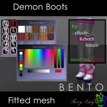 Second Life Marketplace - DEMO - Furry Andy - Demon Boots for eBody Reborn