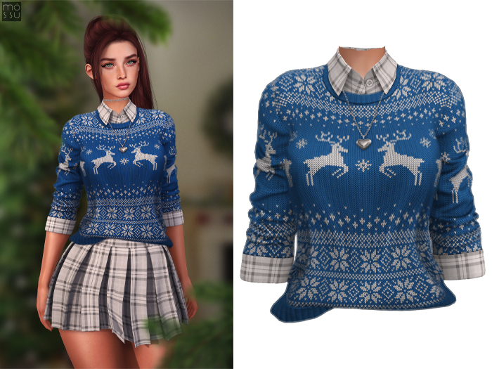 Mossu - Charlie Sweater - Festive Blue