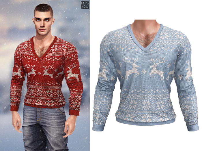 Mossu - Asher Pullover - Festive Light Blue