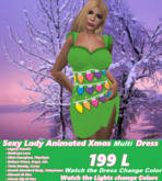Sexy Lady Animated Xmas Lights Dress Multi Color