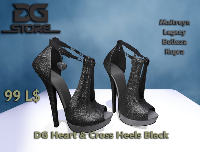 DG - Heart & Cross Heels - Black - Box