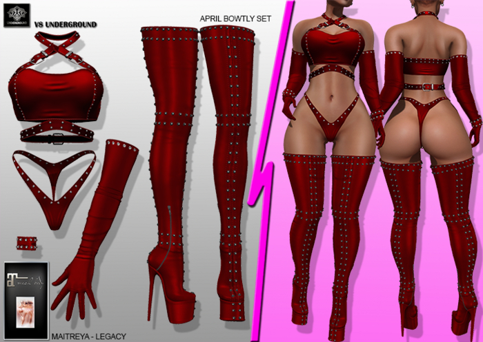 **APRIL BOWTLY RED RISQUE STYLE COMPLET OUTFIT** (WEAR)