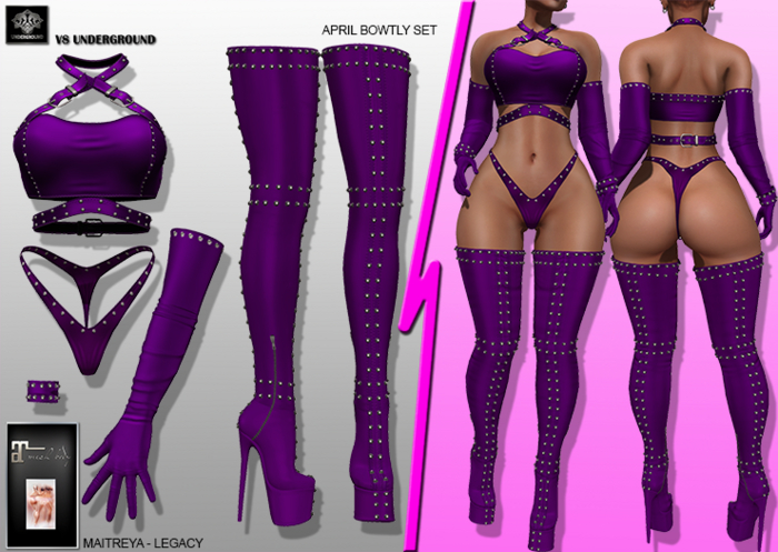 **APRIL BOWTLY PURPLE RISQUE STYLE COMPLET OUTFIT** (WEAR)