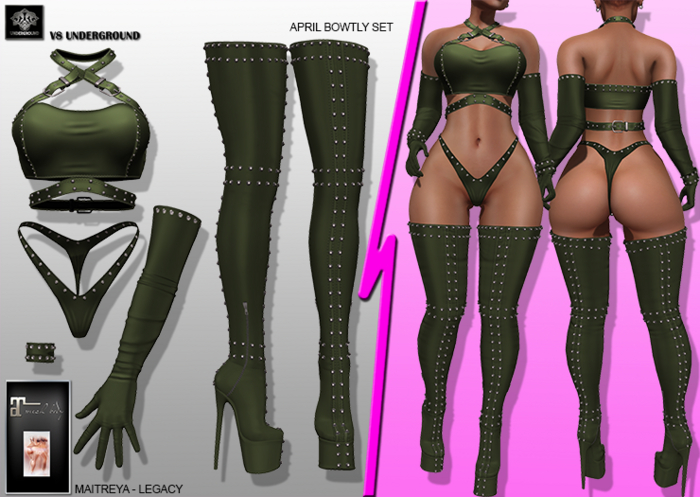 **APRIL BOWTLY GREEN RISQUE STYLE COMPLET OUTFIT** (WEAR)