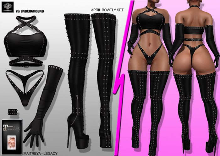 **APRIL BOWTLY BLACK RISQUE STYLE COMPLET OUTFIT** (WEAR)