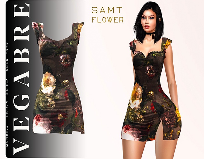:::::VEGABRE - SAMT FLOWER DRESS ::::::