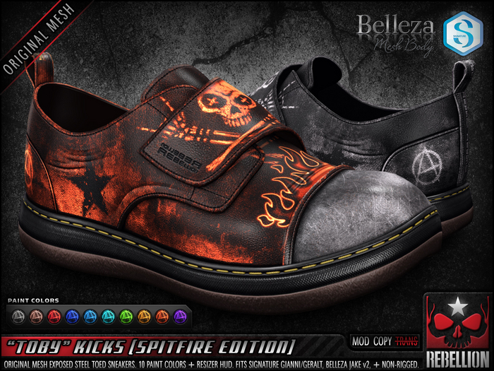 = REBELLION = "TOBY" KICKS - SPITFIRE EDITION (Signature Gianni - Geralt, Belleza Jake)