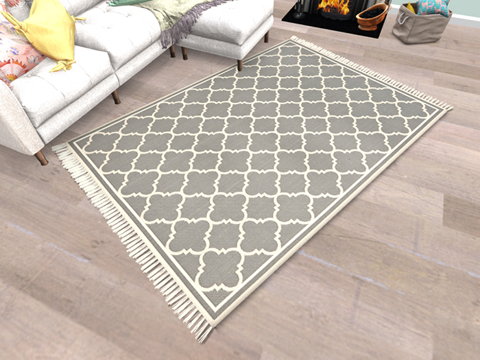 Tassle Trellis Grey Cream Area Rug #5 