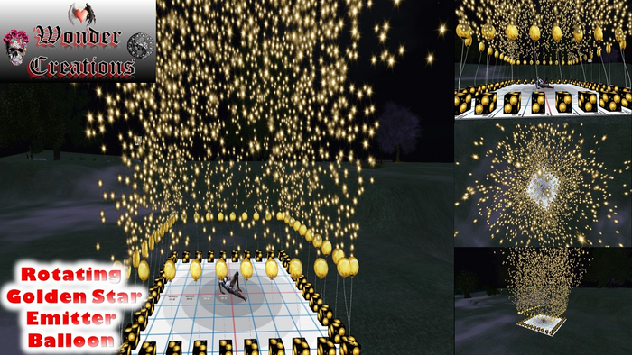 Rotating Golden Star Emitter Balloon with Build Grid Map