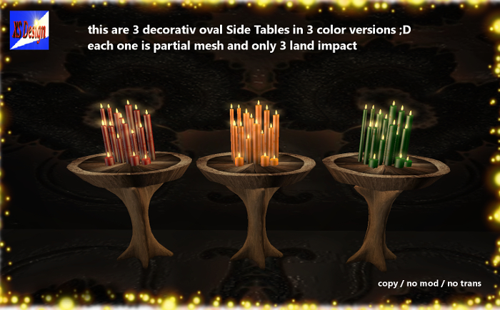 XSD_cute Side Table with Candles 3 PACK ;D