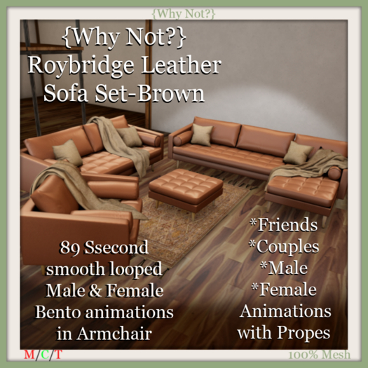 {Why Not?} Roybridge Leather Sofa Set-Brown-Boxed