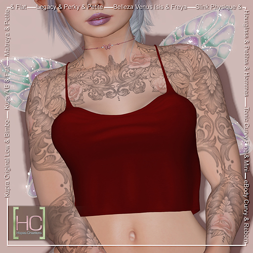 [HC] Lissie Red Tank Top for Kupra, Kups, Maitreya, Legacy, Belleza, Slink, Tonic, eBody & Signature