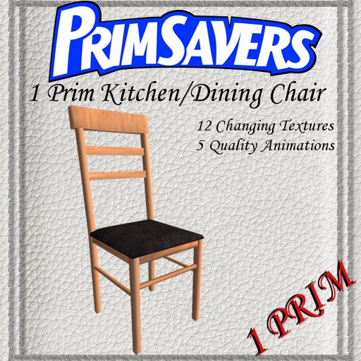 PrimSavers - 1 Prim Parallel Dining Chair (Light Wood) - 12 Changing Textures