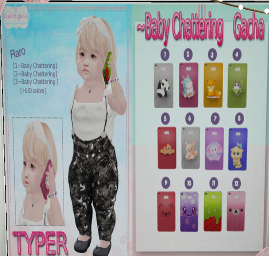 3~Baby Chattering 2- UNICORN  {Confetti Poses} gatcha RARE 2