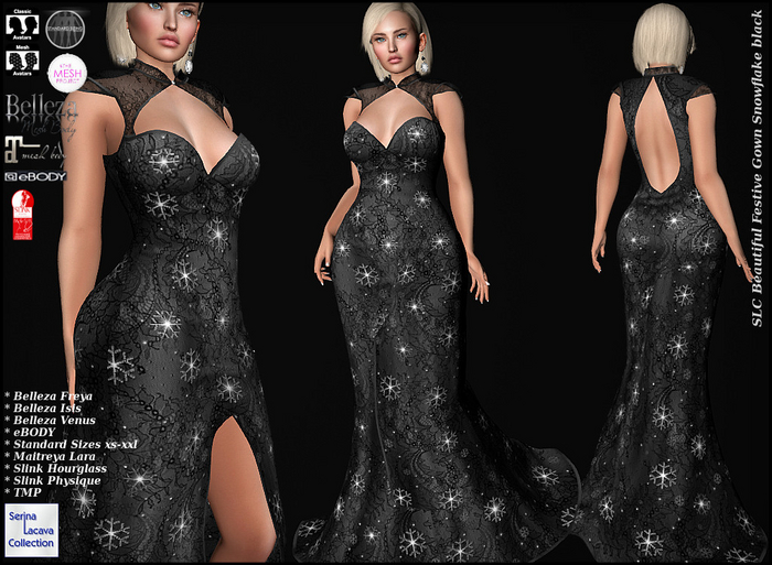 SLC Beautiful Festive Gown Snowflake black