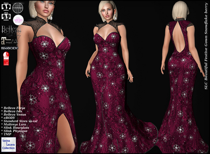 SLC Beautiful Festive Gown Snowflake berry