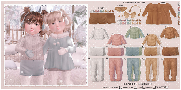 12.  Sleepy Fawn. ~ bundled up shorts - TD Fitted Sleepy Fawn. ~ bundled up shorts - TD Fitted