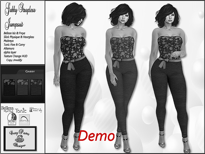 Crazy Pastry Designs Gabby Strapless Jumpsuit with HUD - DEMO