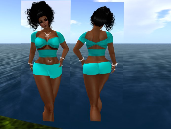 Blue Booty Shorts / Top boxed