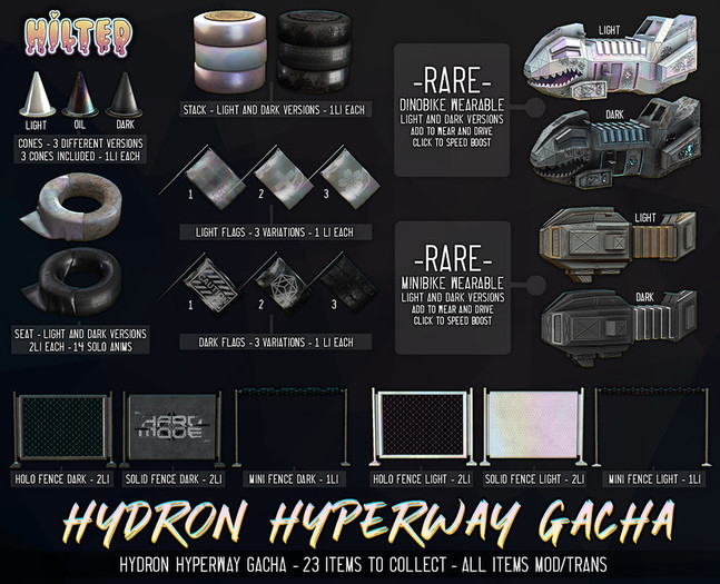 HILTED - Hydron Hyperway Gacha - Minibike Dark (Rez Me) RARE