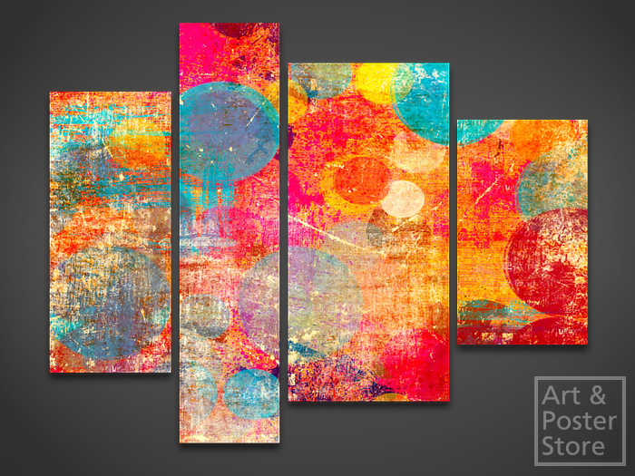 CELESTIAL #04 | Abstract Asymetrical 4 Panel Canvas | Mesh Wall Panel 