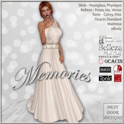 Memories Gown Floral Champagne: Belleza Venus Isis Freya, Maitreya, Slink Hourglass Physique, Tonic Curvy Fine, eBody