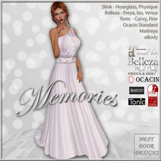 Memories Gown Floral Purple: Belleza Venus Isis Freya, Maitreya, Slink Hourglass Physique, Tonic Curvy Fine, eBody