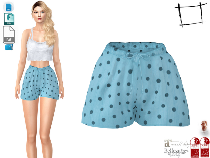 Dae Obj FBX For Female Bed Shorts Maitreya, Slink, Belleza (Isis,Freya), Legacy