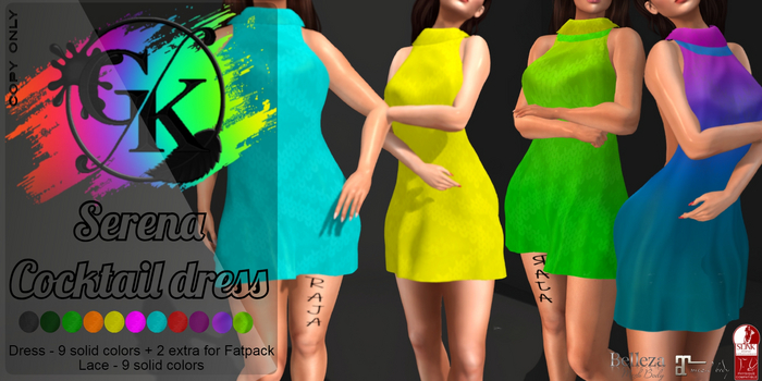 ::GK:: Serena Cocktail Dress with HUD for Maitreya, Belleza, Slink