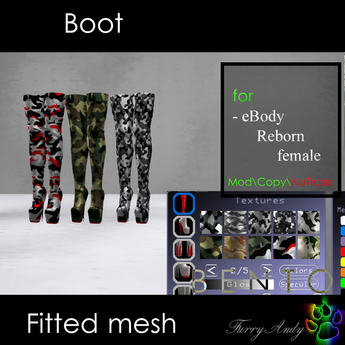 Second Life Marketplace - DEMO - Furry Andy - Boots - eBody Reborn