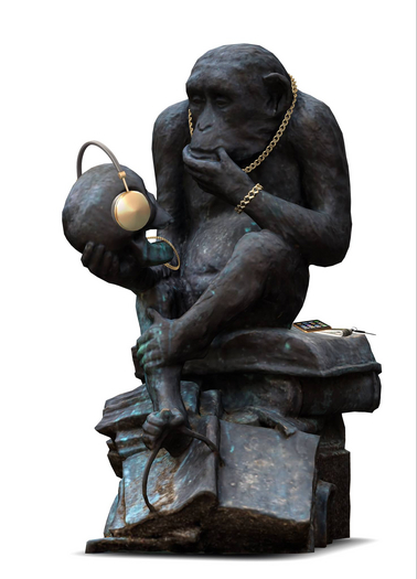 {S} Chimp Bald Statue