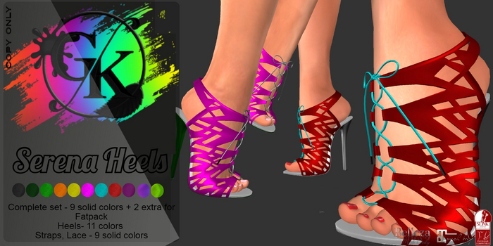 ::GK:: Serena Heels Purple for Maitreya, Belleza, Slink