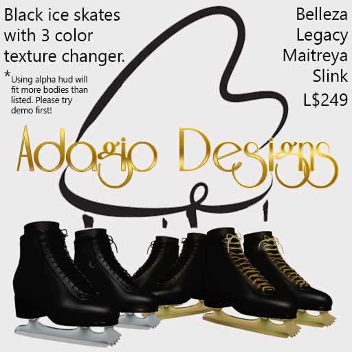 Adagio Designs Ice Skates Black with Hud