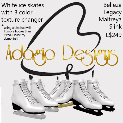 Adagio Designs Ice Skates White with Hud